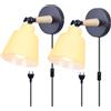 TOKIUS 2 pezzi Lampade da Parete Interno Vintage Applique da parete Moderno Faretti da Muro Retrò in Metallo e Legno E27 Plafoniere Cucina Per Cucina Camera da letto, Cavo di 1,8 m, regolabile