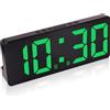 DOINEUFL Sveglia digitale con doppio allarme, grande orologio da comodino a LED per camera da letto, bambini e anziani, luminosità a 5 livelli, snooze, controllo vocale, 12/24h, batteria o USB