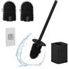 Relaxdays Scopino Bagno WC, Portascopino da Parete, Spazzola Piatta Antibatterica con Contenitore, Set Toilette, Nero