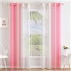 MIULEE Rosa Tende Voile Occhielli Sfumato 2 Pannelli 140x260cm