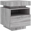 vidaXL Comodino con Luci LED Grigio Sonoma 40x39x48,5 cm, Comodino con Luce LED, Mobile per Camera da Letto, Porta Telefono, Comodino con LED