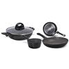 Aeternum Essential Set Batteria di Padelle e Pentole 5 pezzi, Adatto all'induzione, Alluminio, Black