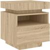 VidaXL Comodino con Luci LED Rovere Sonoma 40x39x48,5 cm, Mobile per Camera da Letto, Porta Telefono, Comodino con LED