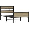 vidaXL Giroletto Senza Materasso Rovere Sonoma 100x200cm in Truciolato, Letto Singolo, arredo Camera da Letto, Telaio Letto