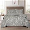 PRIME LINENS Set Copripiumino 4 Pezzi Poliestere-Cotone Copripiumino Trapunta Set Biancheria da Letto Con Federe e Lenzuolo con Angoli Extra Incluso Facile Cura (Grigio, King 4 Pezzi)
