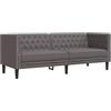 vidaXL Divano Chesterfield a 3 Posti Grigio in Similpelle, Divano a 3 posti, Divano, Divano Imbottito, divani a 3 posti, divani, Divano da Salotto