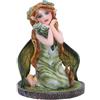Nemesis Now Statuetta di trifoglio fata di cristallo, resina, verde, fata della natura inginocchiata con ali di foglie, regalo da collezione, resina pressofusa, dipinta a mano, 9