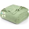 Utopia Bedding Coperta termica in 100% cotone, per letto matrimoniale, 228 x 228 cm, 350 g/m², leggera, morbida e traspirante, per tutte le stagioni, colore: verde salvia