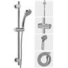Croydex Essentials - Set doccia a tre funzioni, include soffione/asta doccia/tubo, cromato