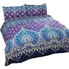 Rapport Home Asha Saphire Indiano Design Set Copripiumino e 2 Federa Set di Biancheria da Letto, Colore: Blu/Viola
