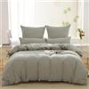 SOULFUL Copripiumino 240 x 260 cotone a quadri con 2 federe 65 x 65 cm, 100% cotone lavato, certificato ÖekOeko-Tex, colore verde, set da letto matrimoniale 240 x 260 per adulti in cotone con cerniera