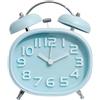 JZK Retrò quarzo sveglia silenzioso senza ticchettio con doppia campana con retroilluminazione sveglia alto volume per dormiglioni, piccolo orologio comodino per camera da letto, ufficio, blu