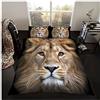 GC GAVENO CAVAILIA Set di biancheria da letto matrimoniale in microfibra, copripiumino con federe con leone 3D, stampa animalier, biancheria da letto matrimoniale (200 x 200 cm), ipoallergenico per