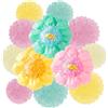 KASESSS 12 Pezzi Verde Rosa Pon Pon Carta Velina, Decorazioni Compleanno, Fiori Di Carta Per Decorazioni, Fiori Cartas Crespa Giganti, Giallo Beige Fiore Di Pompon Di carta Velina per Festa Addobbi