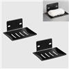 Xfeyaqlo 2 Pezzi Porta Saponetta da Muro, Piattino Portasapone Bagno Acciaio Inossidabile, Porta Sapone per Doccia Adesivo Senza Foratura (Nero)
