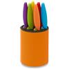 Ausonia 96435 Ceppo coltelli da cucina colorati con 6 coltelli Set Coltelli seghettati da tavola colorati con Ceppo centrotavola Arancione coltelli multiuso per pizza carne