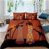 Loussiesd Set di biancheria da letto con africano e etnico con giraffa per donne e adulti, decorazione per la camera con stampa di palme nera, copripiumino matrimoniale con 2 federe