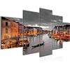 Runa Art - Quadri Venezia Italia 200 x 100 cm 5 Pezzi XXL Decorazione Murale Design Marrone Grigio 604351b