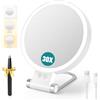 Collazoey Specchio Trucco LED 30X/1X Pieghevole, 3 Colori Regolabile