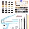 Rustark Set di 90 bottoni automatici in pelle da 12,5 mm, in 6 colori, con pinze e strumenti di fissaggio, kit di assortimento di bottoni a pressione in metallo per cuoio, vestiti, giacche, jeans, fai