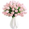 CHUANGOUONLY 12 Pezzi Finti Tulipani，Tulipani Artificiali in Lattice，per Matrimoni, Interni ed Esterni, Cucina, Ufficio, caffetteria, Decorazione per la casa.（Rosa Chiaro）