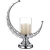 SUMNACON Portacandele in cristallo a forma di luna in vetro metallo portacandele candelabro per casa ufficio matrimonio notte addormentata cena decorazione da tavolo per candela pilastro argento