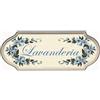 Domus Artis TARGA PER PORTA LAVANDERIA SHABBY CHIC DECORAZIONE PORTA LAVANDERIA FIORI BLU, 21.5 CM X 8 CM X 1 CM, MATERIALE LEGNO MDF