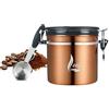 Generisch Airtight Generico, borraccia da caffè in acciaio inox con valvola CO2, tracker data e scoop, contenitore per caffè in polvere o intero, 1000 ml (rame, 1000 ml)