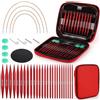 Leopacat Set di Ferri da Maglia Circolari Intercambiabili in Alluminio,13 Dimensioni con Manici Ergonomici e Custodia - Kit Completo per Lavoro a Maglia,Uncinetto e Fai da Te,Accessori da Cucito Professionali