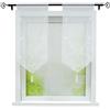 Joyswahl tenda a pannello, da bistrot, in voile, con nappa, motivo floreale Erna, corta, con cordoncino, 40 x 60 cm (larghezza x altezza), color bianco, confezione da 1