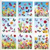 WD&CD 127 Adesivi per Finestre Primaverili - 9 Fogli Di Adesivi Statici con Tulipani, Giacinti, Fiori E Farfalle per Decorazioni di Porte E Finestre In Vetro