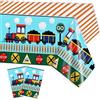 PHOGARY 2 PCS Treno Tovaglia, 2,20 m x 1,30 m Treno Tovaglie di Plastica Rettangolare Table Covers per Baby Shower Train Decorazioni Festa di Compleanno Fattoria a Tema Festa di Compleanno Forniture