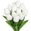 CHUANGOUONLY 12 Pezzi Finti Tulipani，Tulipani Artificiali in Lattice，per Matrimoni, Interni ed Esterni, Cucina, Ufficio, caffetteria, Decorazione per la casa.（Bianco）
