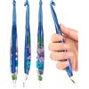 Coopay Gancio per uncinetto da 9 mm con motivo floreale luminoso, gancio ergonomico in resina per mani artritiche, uncinetto in metallo per lavorare a mano