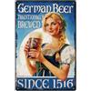 SUPERDANT Segno di Latta con Scritta Birra Tedesca e Bellezza Cartello in Metallo Vintage Birra Tedesca Targhe in Metallo Decorazione Da Parete Bella Donna Retro Decorazione Da Parete per Bar