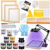 Caydo Kit per serigrafia da 54 PCS Inculde Luce per serigrafia a LED da 50 W, inchiostro da stampa a 6 colori, emulsione fotografica per serigrafia, emulsione a palette per emulsione e istruzioni