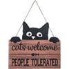ZCBZBN Gatti benvenuti, decorazione da appendere alla porta in legno tolleranza agli esseri umani, divertente gatto nero benvenuto segni appesi in legno decorazione domestica, decorazione artistica