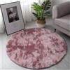 Hiseng Tappeto Salotto Moderno, Tappeto Peloso Rotondo Camera da Letto Tappeto Morbido e Soffice per Soggiorno per Cameretta Bimba Decorazioni (100cm,Tie-Dye Rosa-Viola)
