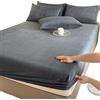 LUKYWANG Lenzuola Flanella Lenzuolo con angoli elasticizzato caldo e spesso, coprimaterasso invernale in flanella regolabile, biancheria da letto in velluto, misure 90/160/180/200 Lenzuola Letto(Dark Grey,140x