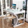 GLMGBP Scrivania per Computer in Vetro temperato con Ripiani portaoggetti - Scrivania da Gioco Semplice e Moderna Rosa per Ufficio Domestico - Ampia postazione di Lavoro (100x60x75 cm)