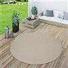 Paco Home Tappeto Tessitura Piatta Esterno E Interno Tappeti Terrazze Look Naturale Beige, Dimensione:Ø 160 cm tondo