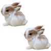 Wwyan 2 mini conigli di simulazione, realistici simpatici coniglietti di peluche realistici in peluche coniglietto realistico, coniglietti bianchi, decorazioni per feste in casa, modellini in miniatura