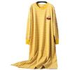 STJDM Camicia da Notte,Camicie da Notte Donna Autunno Manica Lunga 4XL Camicie da Notte Ricamo a Righe Stile Coreano Kawaii Elegante Trendy Oversize Chic XXXL Giallo