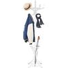 HOMASIS Attaccapanni da Terra, Appendi Abiti, Appendiabiti in Legno Massiccio con 12 Ganci, Mobile per Abiti, Cappelli, Stand Appendiabiti per Corridoio, Ingresso, Ufficio, 51 x 184 cm (Bianco)