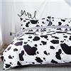 Morbuy Copripiumino Letto Singolo 135x200cm Set Copripiumino Reversibile Microfibra, Biancheria da Letto 3 Pezzi con 2 Federe 50x75cm, con Cerniera Copri Piumino, Stampa Motivo Mucca
