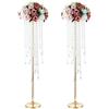 NUPTIO Vasi da Sposa Centrotavola 2 Pezzi 100cm Alto Vaso D'oro per Fiori Cristallo Portafiori Metallo Matrimoni Centrotavola per Festa di Compleanno Anniversario Corridoio Decorazioni Soggiorno