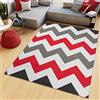 TAPISO Maya Tappeto Soggiorno Pelo Corto Design Moderno Motivo Astratto Geometrico Zig-Zag tonalità Rosso Bianco Camera da Letto Cameretta Ufficio Salotto Oeko-Tex 200 x 300 cm