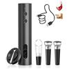 ZOYIDOUX Set Apribottiglie Elettrico Ricaricabile - Apribottiglie Elettrico USB-C con 2 Tappi Vino Vuoto, Versatore & Tagliacapsule, Mini Portatile, Design Nero Opaco