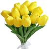 CHUANGOUONLY 12 Pezzi Finti Tulipani，Tulipani Artificiali in Lattice，per Matrimoni, Interni ed Esterni, Cucina, Ufficio, caffetteria, Decorazione per la casa.（Giallo）