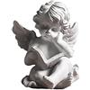 Faderr Statuetta di angelo a forma di ali di cherubino, statuetta in miniatura in resina, statua custode da giardino, decorazione commemorativa per la casa/festa/regalo (bianco/tipo A), taglia unica
